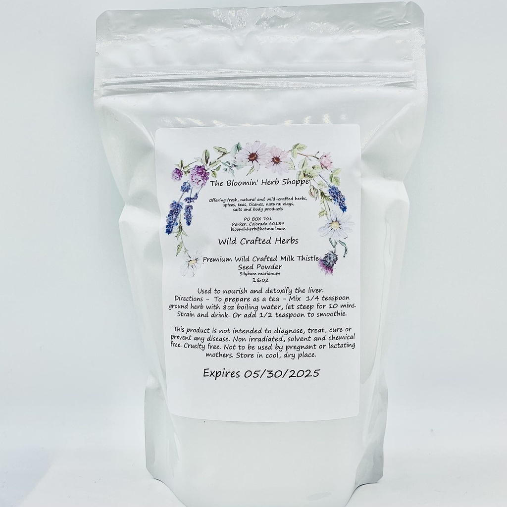 Liphontcta Wildcrafted Milk Thistle Seed Powder 16oz Pound Raw Silybum Marianum Bloomin Herb Shoppe Pure Aromatic Potentní Játra Bulk