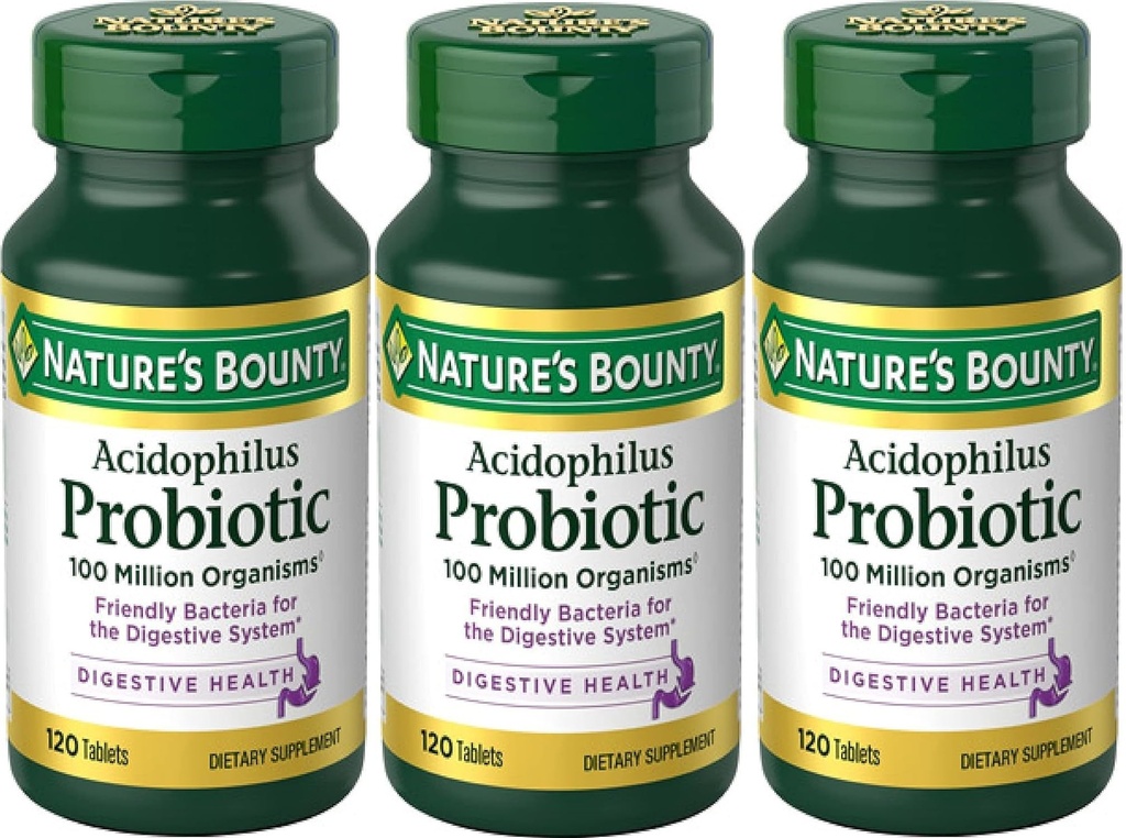 Příroda 's Bounty Acidophilus Probiotic, 120 Počet (balení po 3)