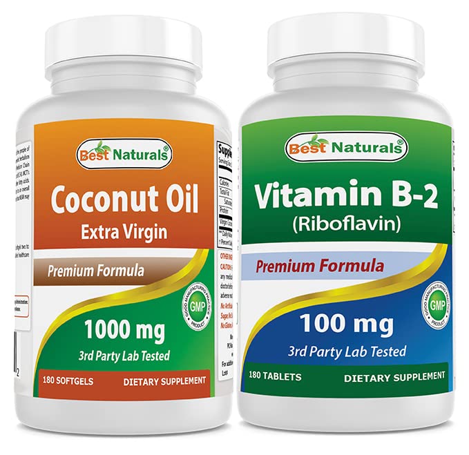 Best Naturals Coconut Oil 1000 mg & Vitamin B2 (Riboflavin) 100 mg