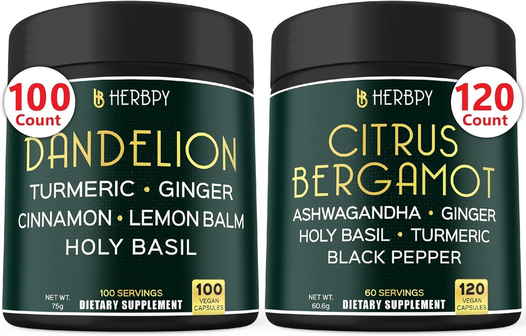 Bundle 6in1 Pampeliška dodatek & 6in1 Citrus Bergamot dodatek - Podpora relaxace, srdce, stravovací zdraví a imunita