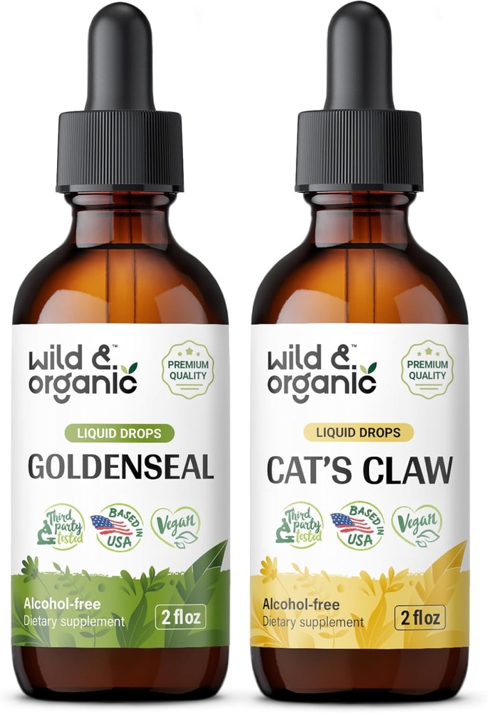 Wild & Organic Goldenseal tinktura 2 fl oz & Cats Claw tinktura 4 fl oz