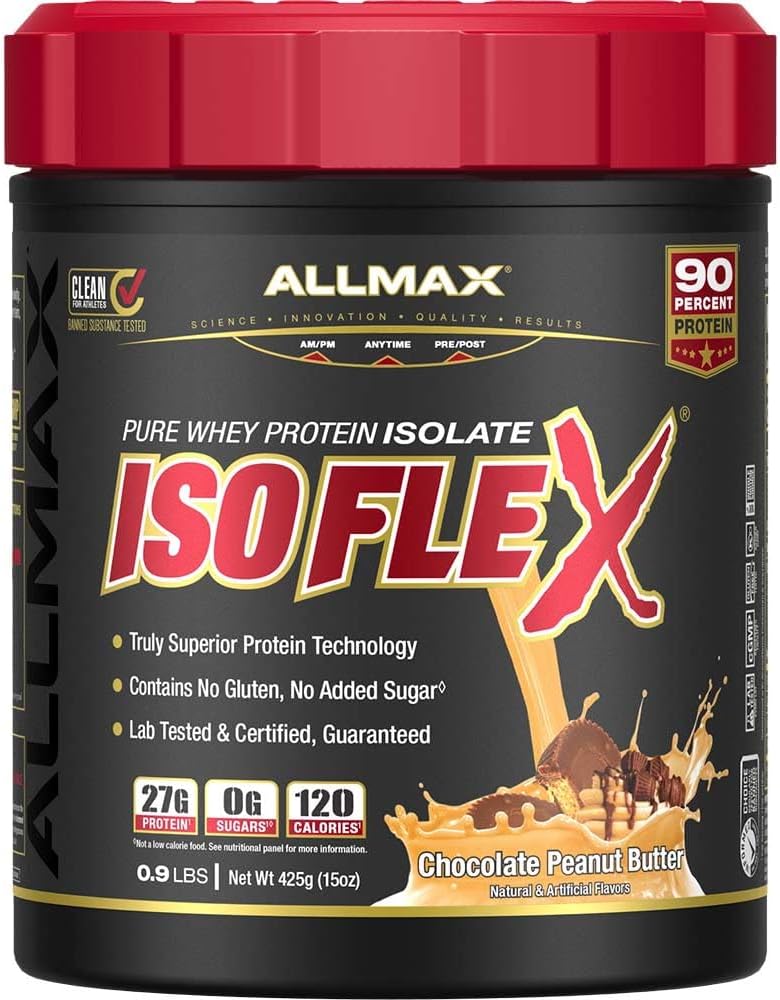 ALLMAX Nutrition ISOFLEX Whey Protein Isolát, čokoládové arašídové máslo - 0,9 lb - 27 gramů proteinu per Scoop - Nulový tuk & cukr - 99% laktóza - gluten Free & Soy Free - approx. 15 Služeb