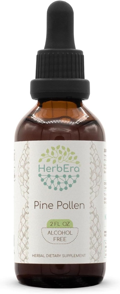 HerbEra Pine Pollen B60 Alkohol zdarma Bylinný extrakt tinktura, Koncentrované kapalné kapky přírodní (Song Hua Fen, Skot Pine, Pinus Sylvestris) 2 fl oz