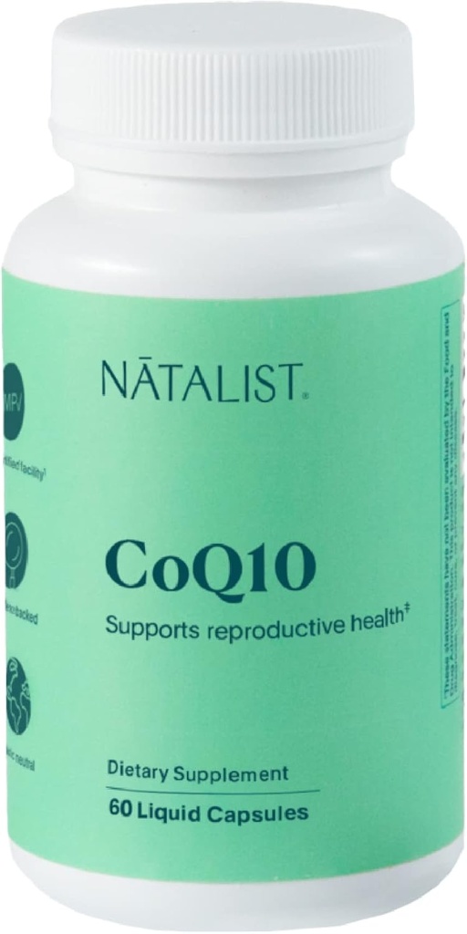 NATALIST CoQ10 Ubiquinon 120 mg denně plodnost vitamin Powerful Antioxidant Defense & Cellular Energy Supplementary - Vysoká absorpce pro ženy a muže Vegan, Non- GMO - 60 kapalné kapsle