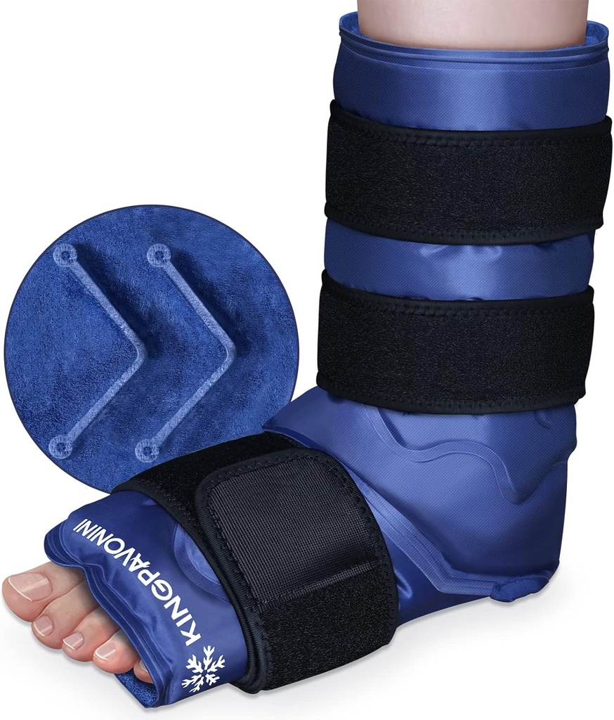 XXL Ankle Foot Ice Pack Wrap for Foot Injuries, Full Coverage Ankle Ice Wrap, Gel Ice Packs Reuse for Plantar Fasciitis, Achilles Tendonitis, Spred Ankles and Heels, Fibular Injury, Blue