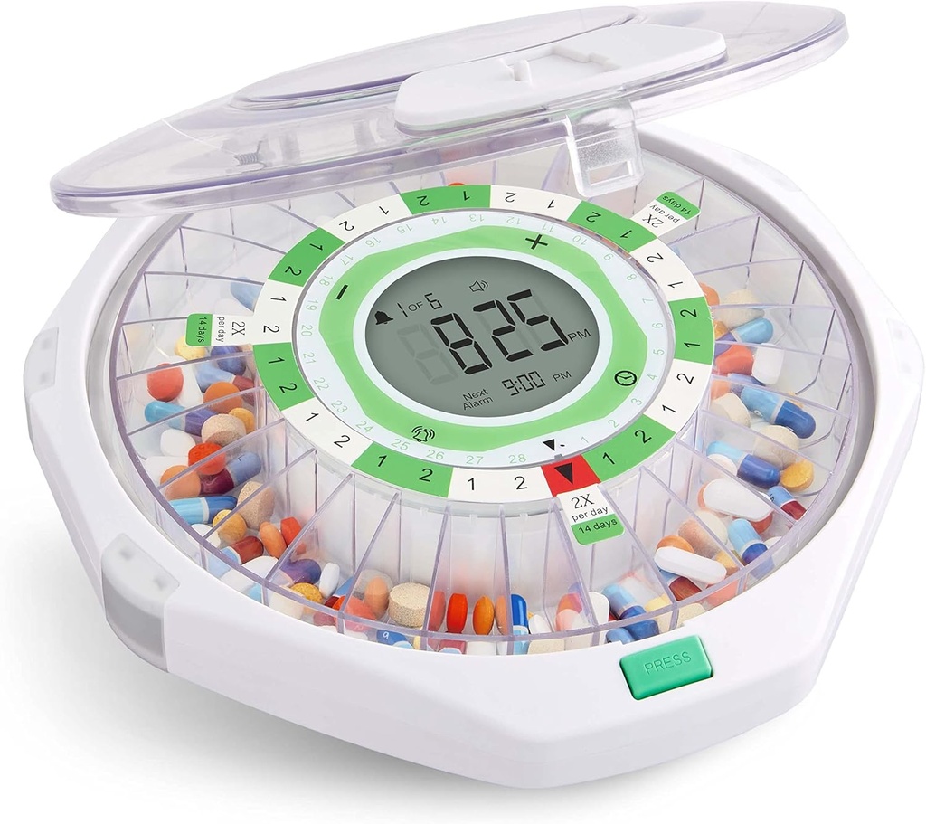 Živé Fine 28- den Automatické Pill Dipenser Masivní Lid s vylepšeným LCD displejem a klíčem Lock, Sound & Light for Prescriptions, Léky, Vitamíny, Doplňky & Více