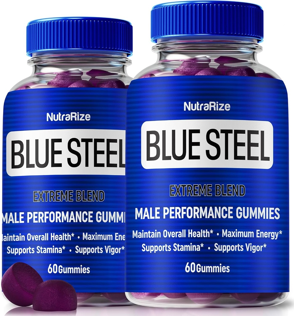 (2 Pack) Blue Steel Gummy pro muže, Denní výživa na zvýšení sebevědomí a celkové zdraví, Všechny přírodní doplněk k podpoře špičkové výkonnosti, Oficiální Muž Gummy, BlueSteel Recenze (120 Gummies)