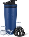Ice Shaker Izolated Stainless Steel Shaker Bottle 124; 26oz, Navy Young124; Cold for 30 + Hours Young124; Izolated Cup with Twist- on Agitator Y124; Odor- Free Bottle for Protein Shakes, Water, Smoothies, Cocktails
