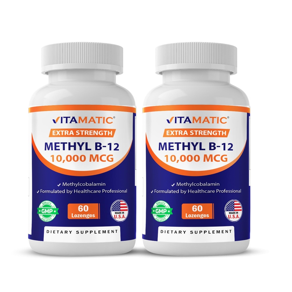 Vitamatický methylvitamin B12 (methylkobalamin) 10 000 mcg (10mg) 60 Lozengů - Superior Source of Vitamin B12 (2 Pack)