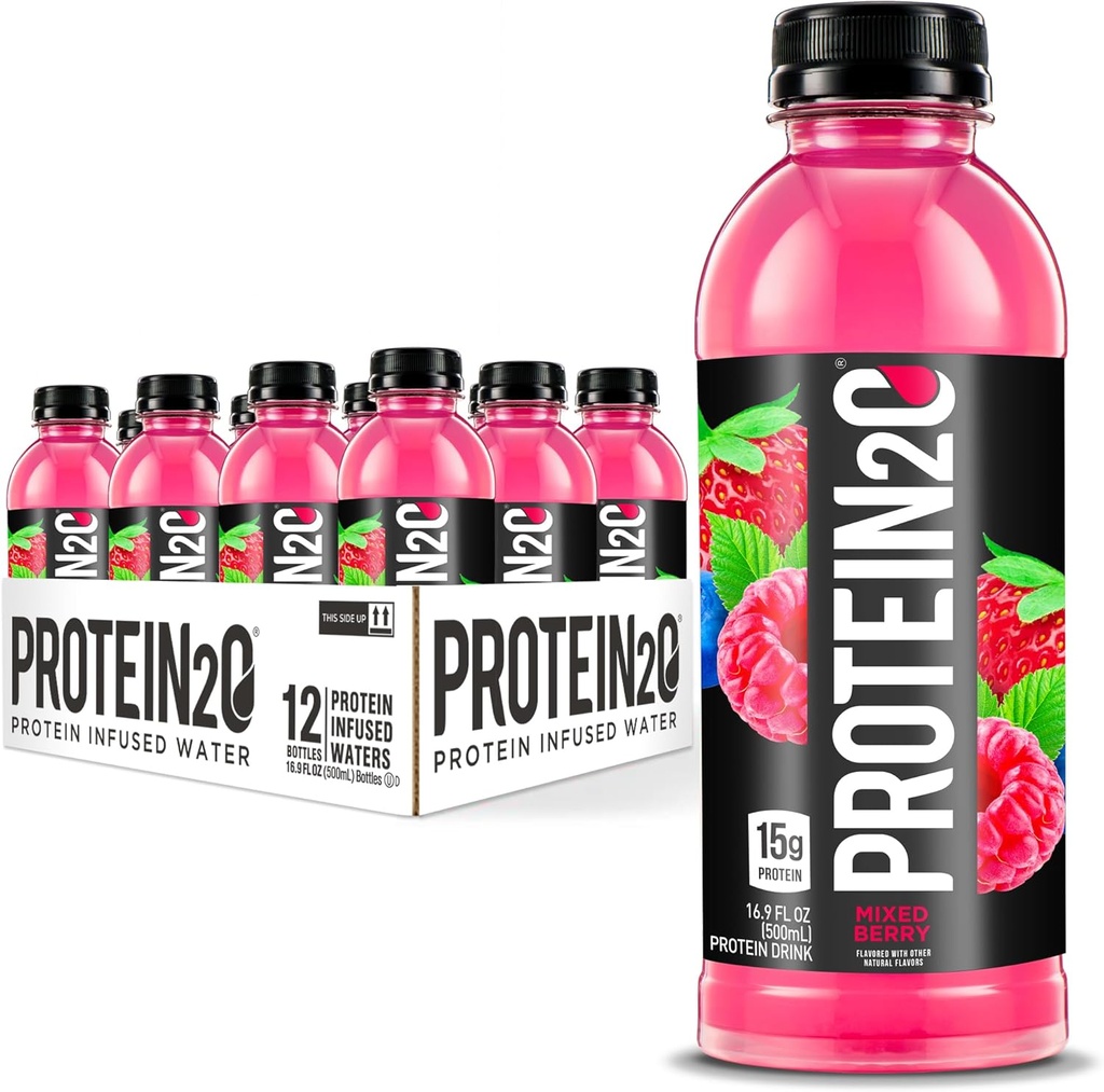 Protein2o 15g Syrovátkový izolát infuzní vody Plus Electrolyty, Sugar Free Sports Drink, Ready to drink, gluten Free, Lactosa free, Mixed Berry, 16.9 fl oz Bottle (12 Count)