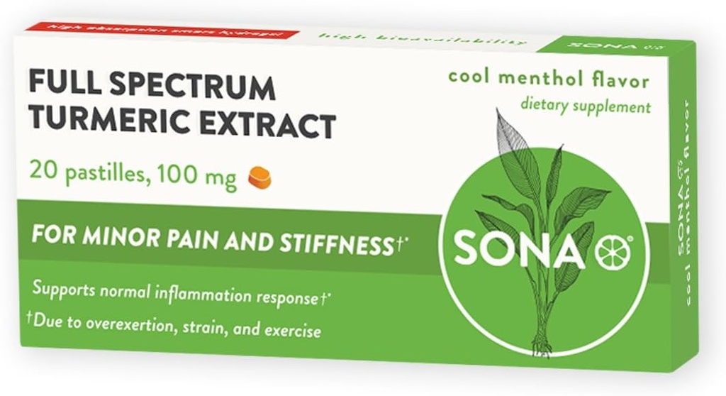 SoNA Kurkumové pastilky, Rozpouští se v ústech, 600% Vyšší absorpce kurkuminu ve srovnání s tobolkami