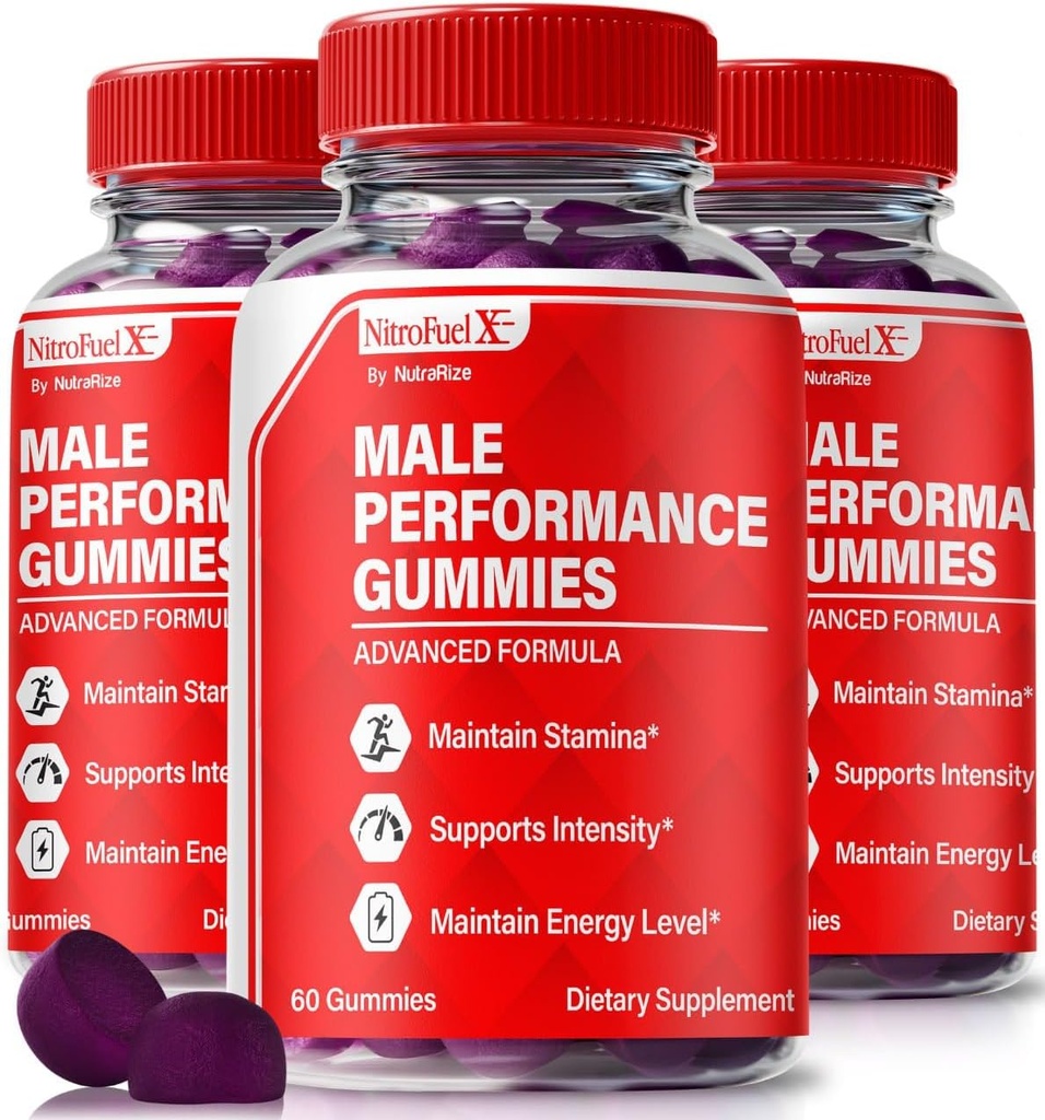 (3 Pack) Nitro Fuel X Gummies - Oficiální Nitro Fuel X Ultimate pro muže, Nitro Fuel X ME pro výkon a celkové zdraví, Všechny přírodní NitroFuel X ME Gummy, NitroFuel X Ultimate Gomitas (180 Gummies)