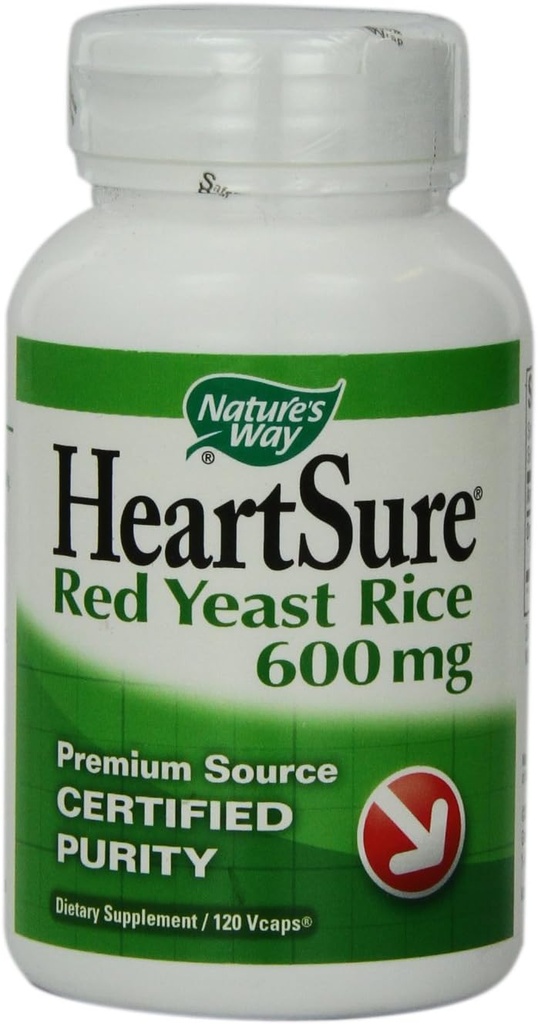 Cesta přírody Heartsure červená kysaná rýže 600 mg dvakrát denně, 120 VCaps