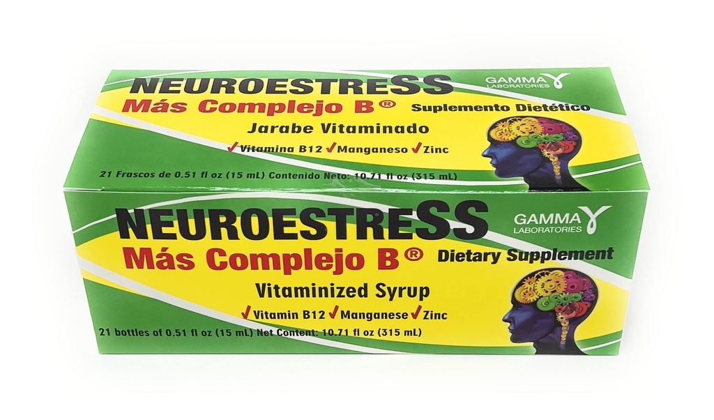 Neuroestress dodatek stravy Vitaminizovaný sirup s vitaminem B12, manganáza a zinek 21 Lahvičky 0,51 Fl Oz