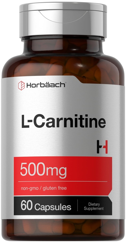 Horbäach L Carnitin dodatek 500mg CLAS124; 60 Kapsle CLAS124; jako L- Carnitin L- Tartarát CLAS124; Non- GMO a gluten zdarma