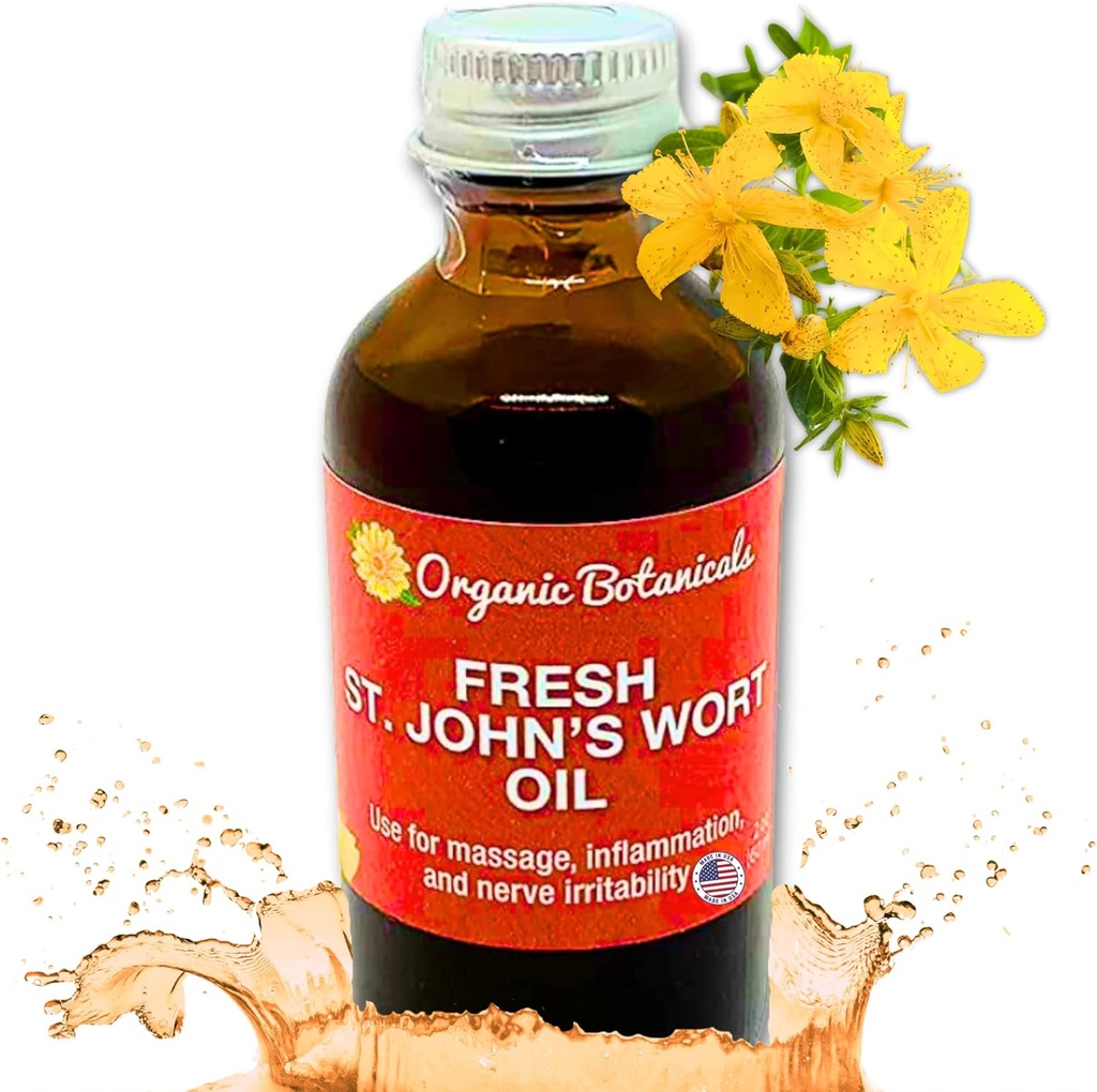 Em 's Herbals Fresh St John' s Wort Oil - Wild Harvested in USA, Přírodní řešení pro Nerve Discomfort, kůže Ruptions, Wound Care, Jizva, a Stretch Marks - Kůže, Tvář, Tělo, Vlasy, Masážní olej (2 Oz)