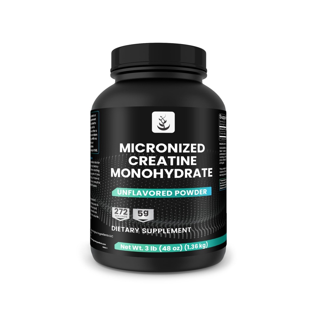 PURE ORIGINAL INGREDIENTS Micronised Creatin Monohydrát, 270 Servings, No Fillers, Neochucené