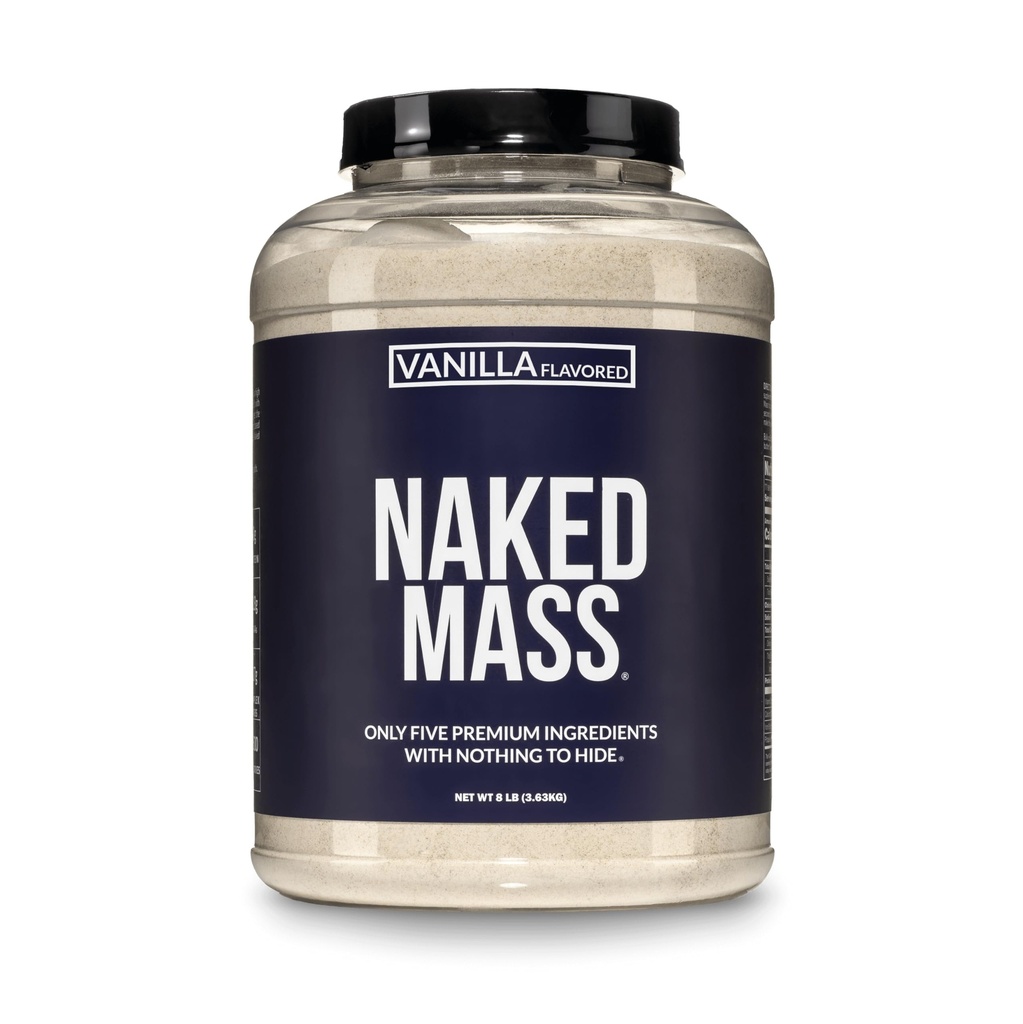 NAKED Vanilla Mass - Všechny přírodní Vanilla hmotnost Gainer Protein Powder - 8lb Bulk, GMO zdarma, gluten zdarma & Soy zdarma, žádné umělé přísady - 1,260 kalorií - 11 Služeb
