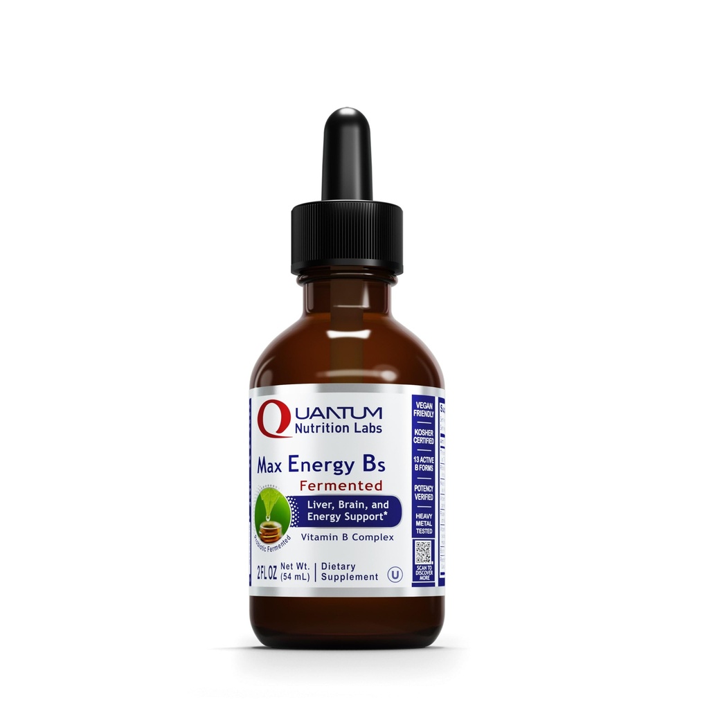 Quantum Nutrition Labs Max Energy B - Vitamin B Complex Liquid Drops, Organic Vitamin B Dodatek pro ženy a muže, Vitamin B1, B2, B3, B5, B6, B12 - 2 Fl Oz