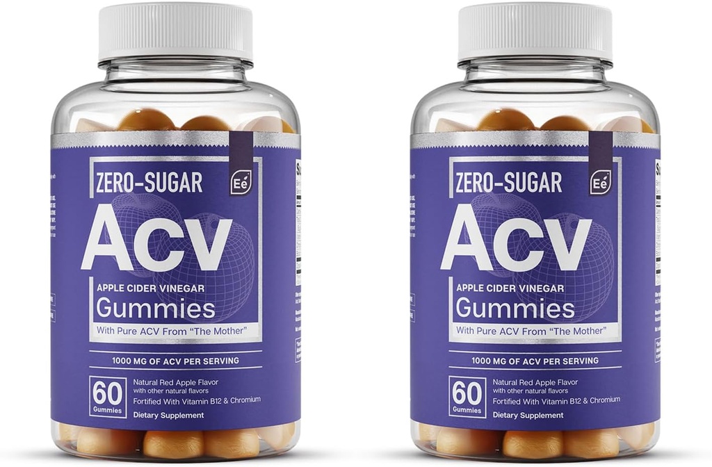 Základní prvky Zero- Cukr ACV Jablečné octové gumy z "The Mother" - Naturally-Sourced, Vegan ACV gumy s chromem 60 Počet (2-Pack)