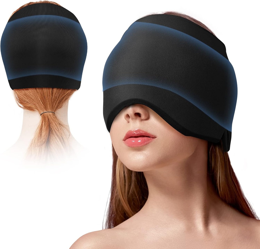 Migréna Ledová hlava Obal Bolest hlavy Relief Klobouk pro Migrénu s chladem & Horká terapie Flexibilní Ledová hlava Obal pro Puffy Oči Studené Komprese Bolest hlavy Relief Cap pro napětí Sinus & Stress