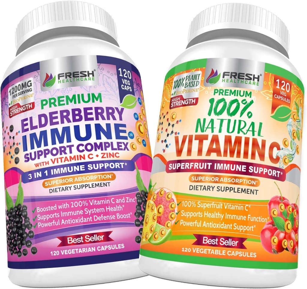 Elderberry imunitní podpora a přírodní vitamin C - Bundle