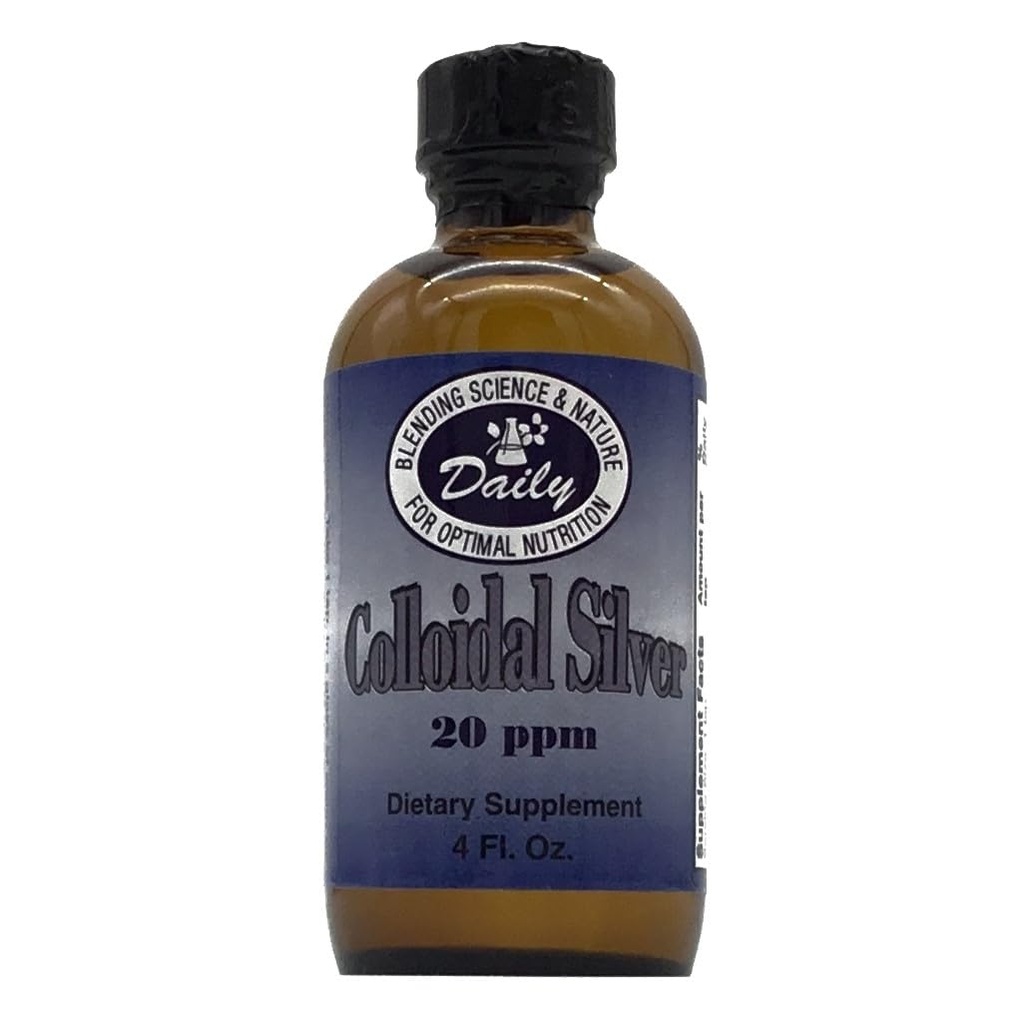 Denní výrobní koloidní stříbro, 20 ppm (potravinářská třída) 4 fl oz