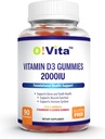 Vitamin D3 Gummies 2000IU, 90 Non- GMO, Vegan, a tři delikátně ochucené gumy, 45denní zásobování