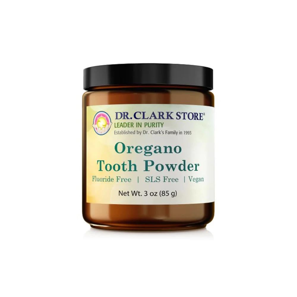 Dr. Clark Oregano Tooth Powder - 3oz, přírodní ústní zdraví a bělení zubů Formule