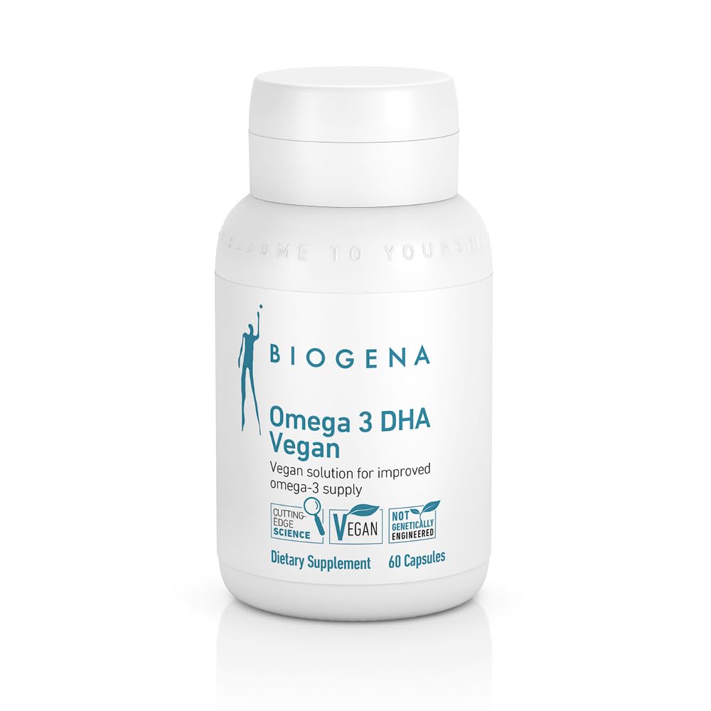 Biogena Omega 3 DHA Vegan: Plant Based Supplement from Algae Oil for Improved Omega33 Supply (60 Kapsle - jeden den)