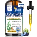 Mořské kapky, Irské tekuté moře Moss Gel dodatek s Black Seed Oil, Shilajit, Elderberry, Burdock Root, Spirulina, Bladderwrack pro stravovací zdraví, Non- GMO, 2 Fl Oz