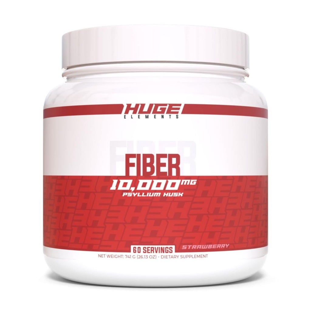 Obrovské doplňky Fiber, 10 Grams of Premium Psylium Husk Powder, Soluble Fiber for Digestive Health & Functions, Natural Prebiotic with Delicious Flavors (60 Servings) (Strawberry)