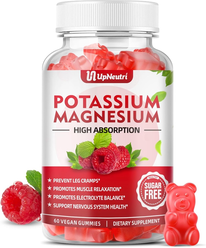 Draslík Magnesium dodatek gumy pro dospělé děti, Sugar- bez draslíku Citrát gumy podporuje svalové křeče a srdce zdraví, Vegan Magnesium Glycinát gumy Raspberry Flavor 60 Cts