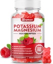 Draslík Magnesium dodatek gumy pro dospělé děti, Sugar- bez draslíku Citrát gumy podporuje svalové křeče a srdce zdraví, Vegan Magnesium Glycinát gumy Raspberry Flavor 60 Cts