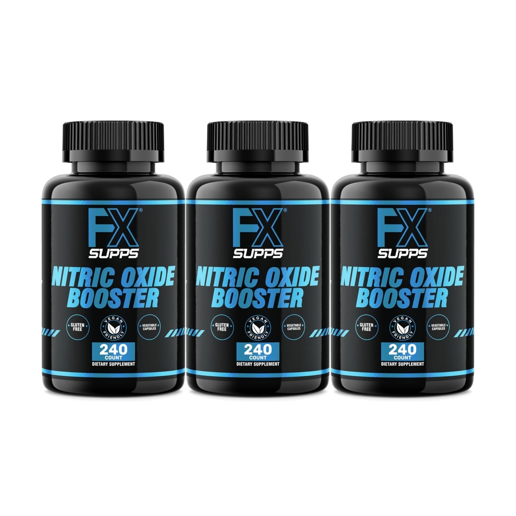 FXSUPPS Nitric Oxide Booster - Oxidy dusnaté Pre Workout Dodatek s L- Arginin a Beta Alanin pro energii, Vascularity, Muscle Pump, Heart Health, a krevní tok, 240 Počet (3-Pack)