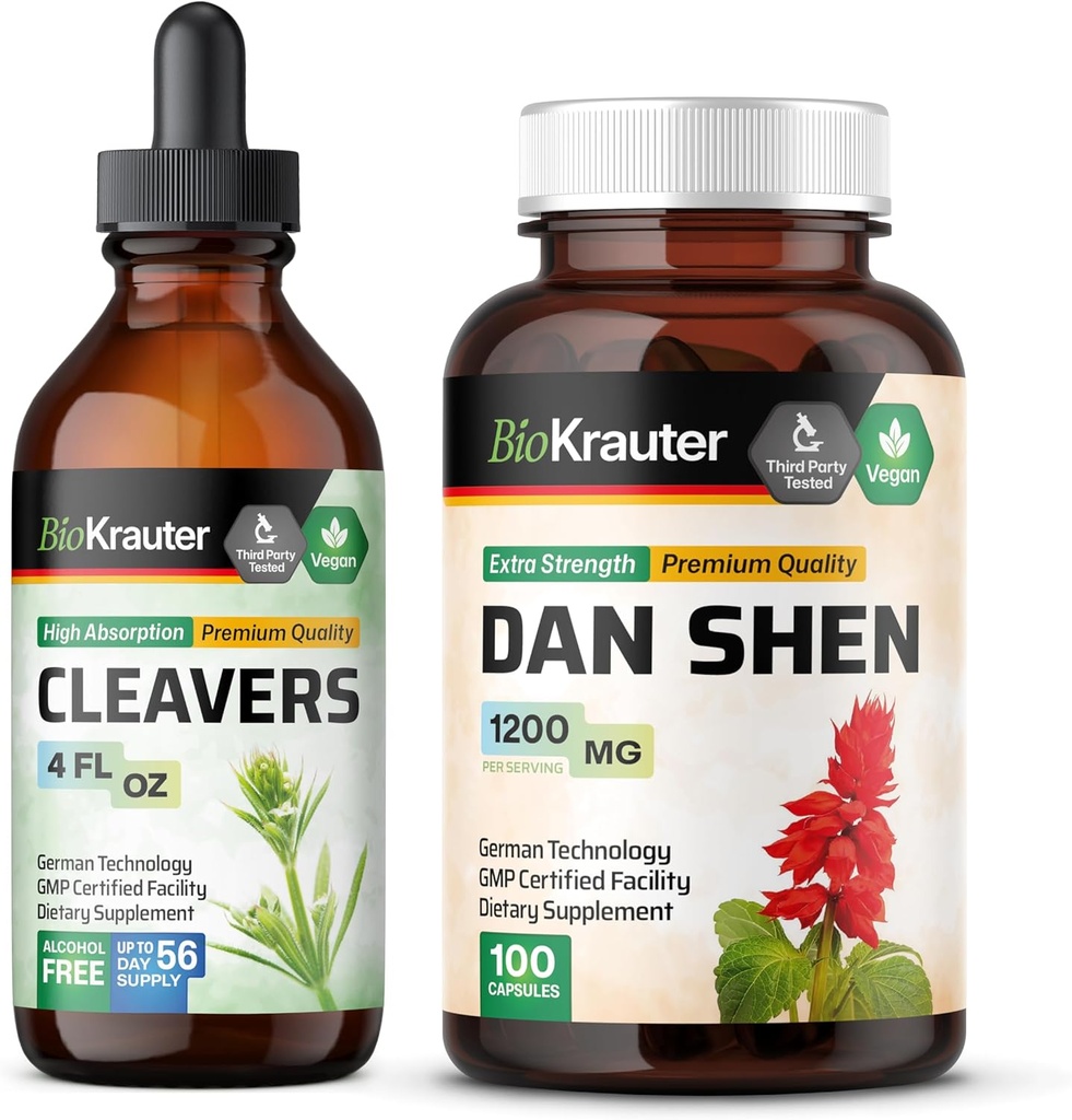 BIO KRAUTER Cleavers tinktura 4 Fl. Oz. & Dan Shen 100 Kapsle