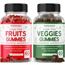 Ovoce a zelenina dodatek (120 žvýkačky) - Premium Sugar-zdarma Superfood Super Green & Ovocné gumové pro dospělé - Podpora imunity pro muže a ženy - NeGMO, Vegan Safe & Made in USA