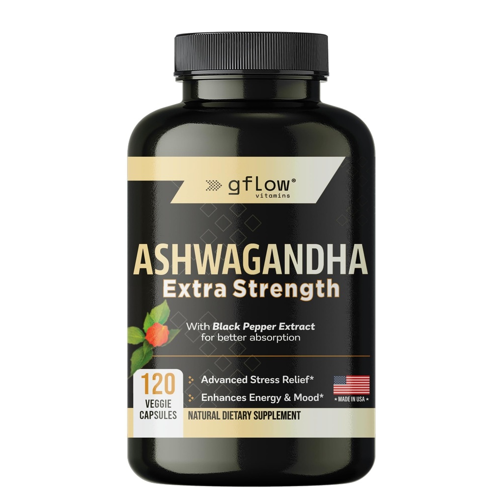 Ashwagandha Doplňky pro ženy a muže 6000mg colum124; Spánek, nálada a podpora energie clar124; Extra síla, Vegan Friendly, Non- GMO, Made in USA