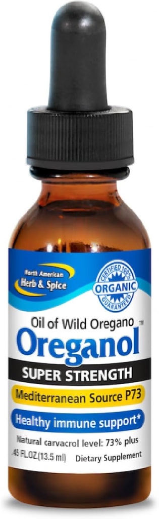 SEVERNÍ AMERICAN HERB & SPICE Super Strength Oreganol - 0,45 fl. oz. - Nezpracovaný, Wild, Organic Oregano Oil - Středozemní zdroj P73 - Non- GMO - 194 Servings