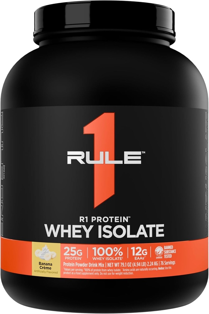 Článek 1 Protein R1 Syrovátka - 25g proteinu a 6g BCAA exkluzivně z izolovaných a hydrolyzovaných zdrojů pro obnovu cvičení (5 liber *, Banana Crème)