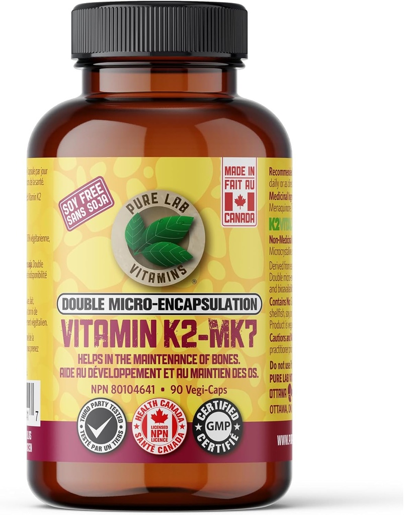 Čisté Lab Vitamíny Vitamin K2 MK7, 90 Vegi- Caps Made in Canada