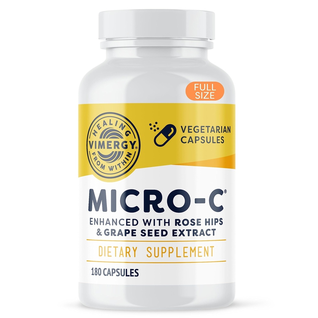 Vimérie Mikro- C ® Vitamin C Kapsle - 500 mg na kapsli, Podporuje imunitní zdraví *, Promotes Collagen Production, Podporuje zdravé kosti *, Kosher, Vegan & gluten- Free, Pravidelné velikosti 180 Kapsle
