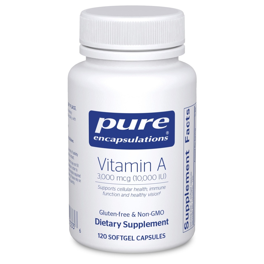 Čisté enkapsulace Vitamin A - 3000 mcg - z Cod Játra Oil - Imunitní a Vision Support * - Vitamin A Palmitát Dodatek - Non- GMO - 120 Softgel Kapsle