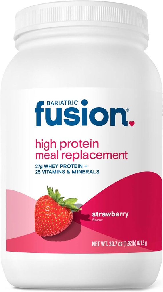 Bariatrické Fusion Strawberry Meal Replacement 27g Protein Powder, 21 Serving Tub for Bariatric Chirurgie Pacienti včetně Gastric Bypass a Sleeve Gastrectomie - No Gluten, Aspartam nebo cukr