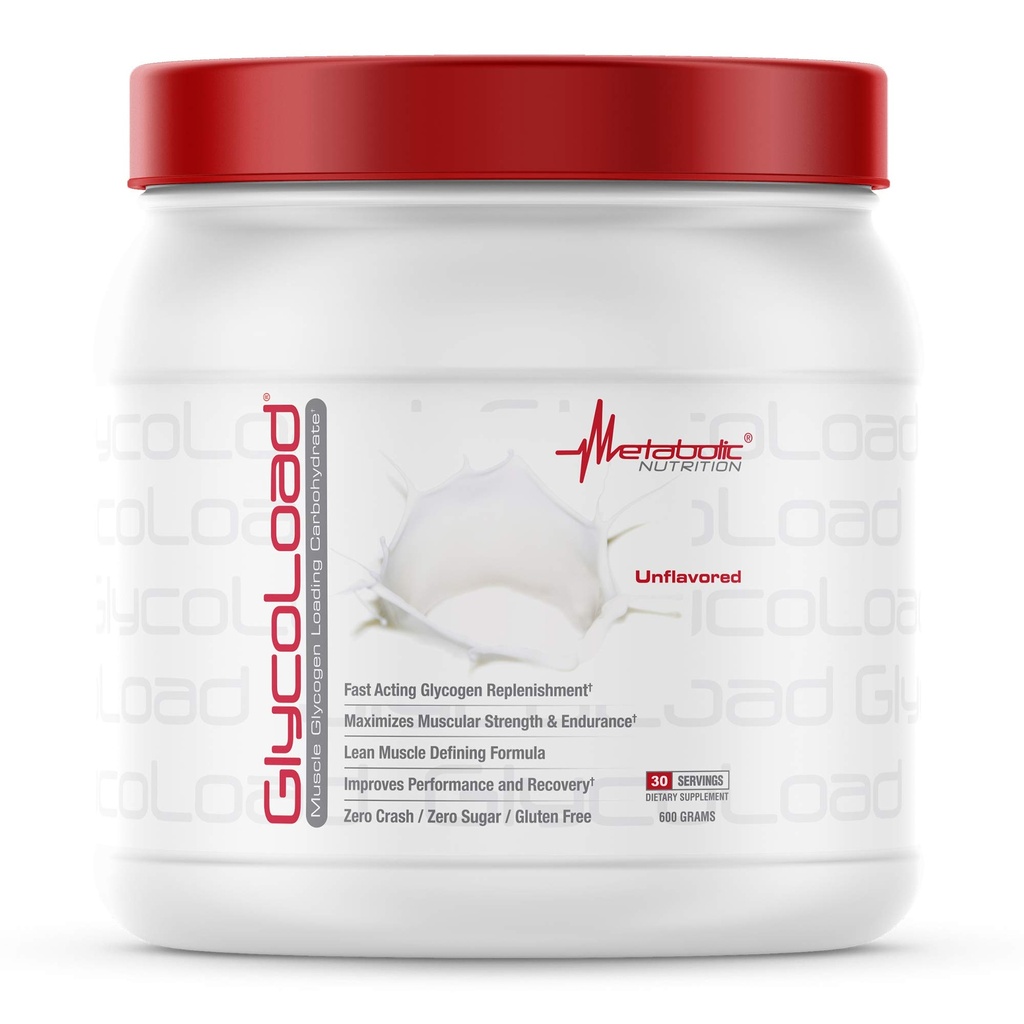 Metabolická výživa, Glykoload, 100% mikronizované cyklické Cluster Dextrin Carbohydrát Prášek, Svalovina Glykogen nakládací karbohydrát, Pre Intra Post Workout Dodatek, Neochucené, 600 gm (30 ser)