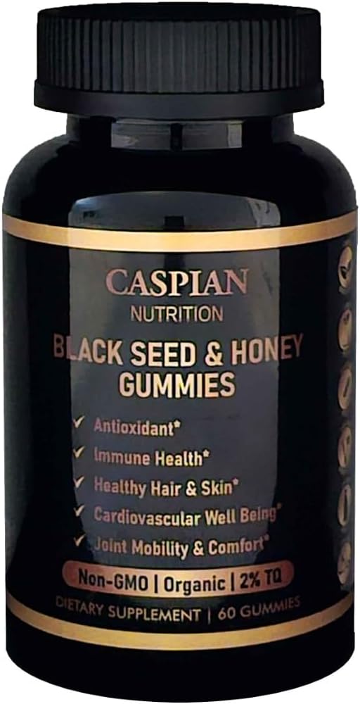 Black Seed & Honey Gummies with Biotin & Vitamin C, Organic, Non- GMO, 2% TQ, 60 Gummies