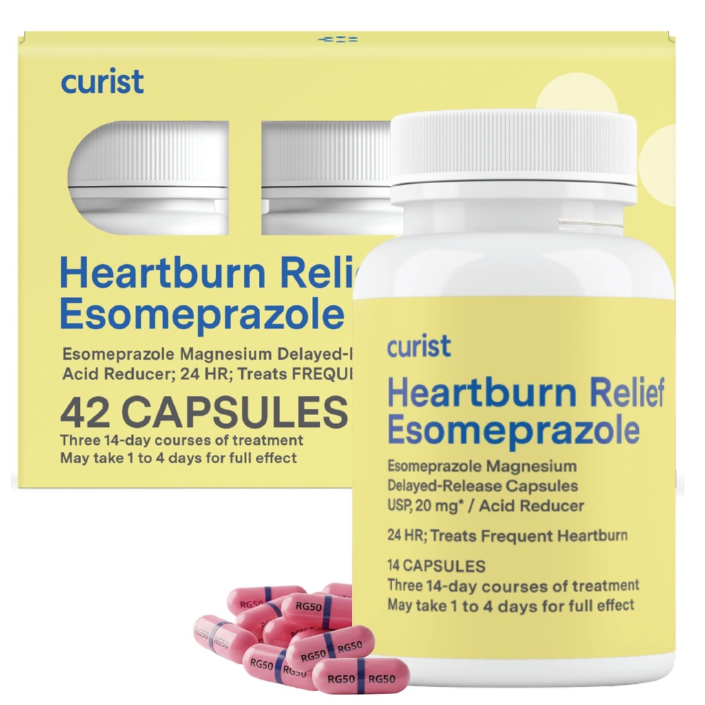 Curista Esomeprazol 20mg Kapsle Delmayed- Release - Acid Reflux Medicine for Heartburn Relief - 42 Count Capsules - Acid Reflux Relief