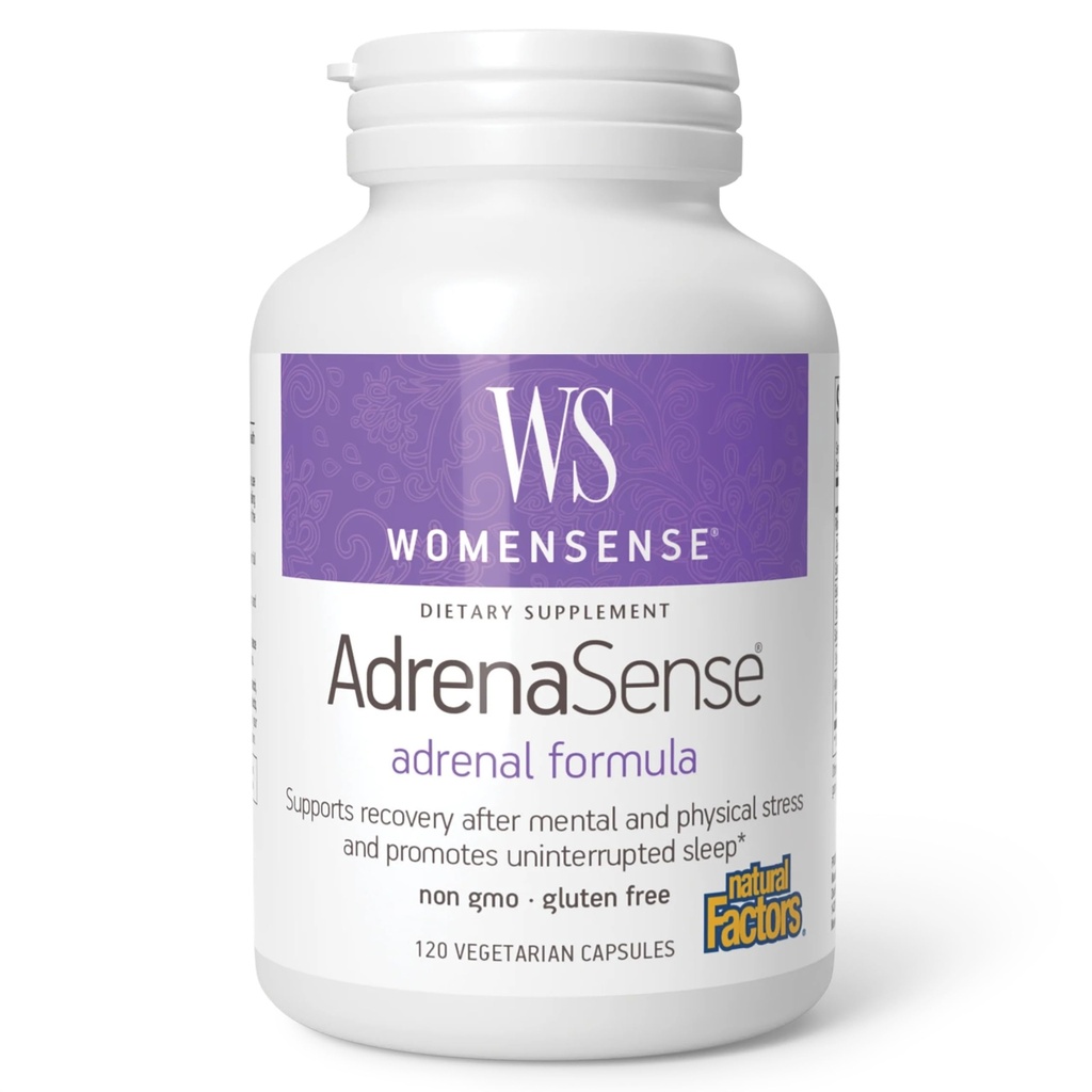WomenSense AdrenaSense by Natural Factors, AdrenaSense, Bylinný dodatek pro podporu nadledvin a stres, Vegan, Non- GMO, 120 Kapsle