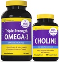 InnovixLabs Cholin & Triple Omega33 Bundle Choline Bitartate 550mg (100 kapslí) Triple Strength Omega (200 Softgels). Podporuje paměť, nálada, zdraví mozku a posílení vědomí. *