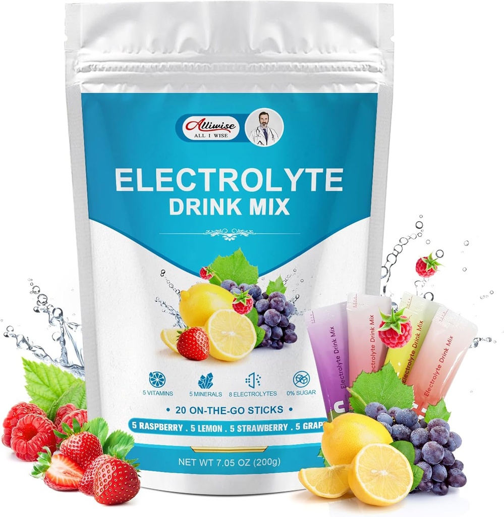 Hydrate Electrolytes Powder Packets, Nulový cukr Electrolyty, Electrolyte Drink Mix 20 Pack